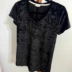 Black velvet v-neck